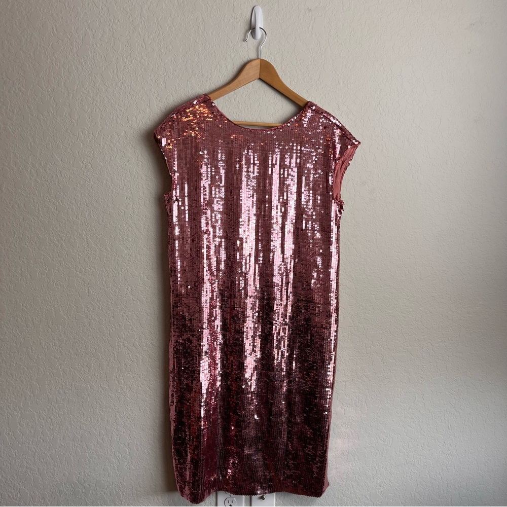 Anthropologie Maeve Kara Sequin Dress Small S Rose Pink Mini Shift Women’s - Picture 2 of 9
